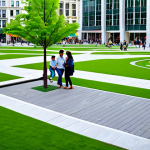 Revitalized Public Space**

"A vibrant public square in a smart city, featuring lush greenery, families enjoying recreational activities, and modern art installations, fully clothed people, modest attire, safe for work, appropriate content, perfect anatomy, correct proportions, high-resolution, professional photography, family-friendly atmosphere."

**