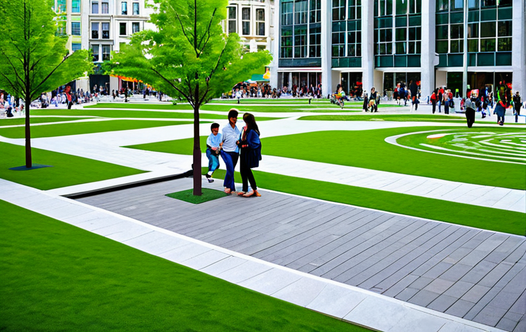 Revitalized Public Space**
"A vibrant public square in a smart city, featuring lush greenery, families enjoying recreational activities, and modern art installations, fully clothed people, modest attire, safe for work, appropriate content, perfect anatomy, correct proportions, high-resolution, professional photography, family-friendly atmosphere."
**