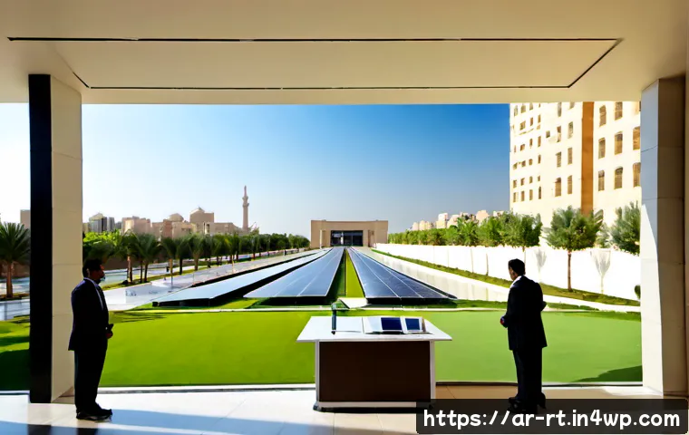 Home 17 스마트시티 디자인과 인프라 투자 전략 - Photorealistic smart city planning meeting in a modern Gulf Arab municipal office, Arab urban planne...