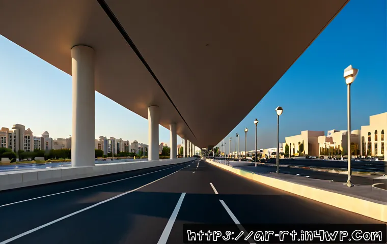 스마트시티 디자인과 기술적 발전 동향 - Photorealistic smart city boulevard in a modern Gulf Arab city at sunrise, elegant contemporary arch...